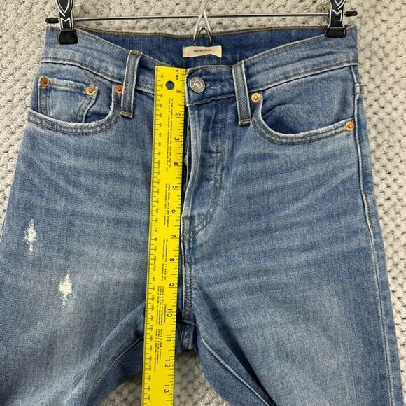 Levis Jeans Women 25 Blue Medium Wash Denim Stretch Wedgie Button Fly Skinny - Picture 13 of 16